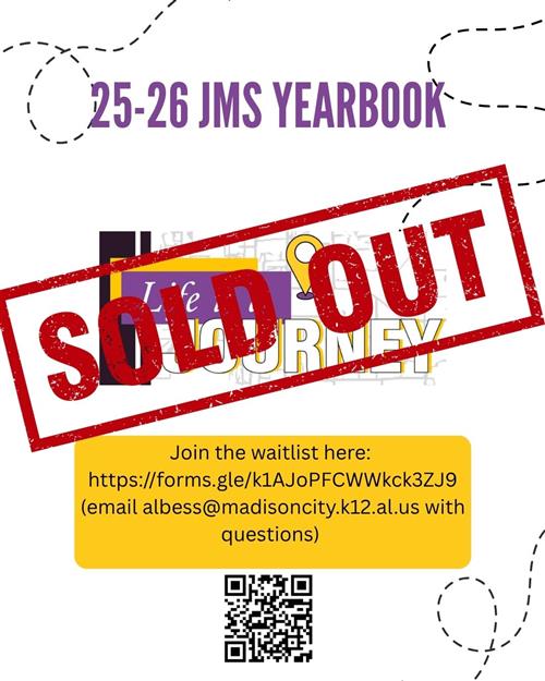 jms yearbook sold out sign with google form link
